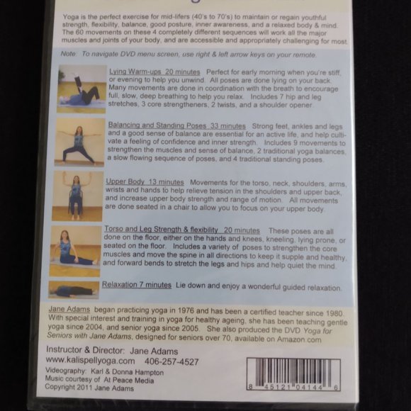 NEW Gentle Yoga with Jane Adams DVD Senior Fitness - Picture 2 of 2